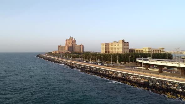 Aerial view of Atlantis the palm resort in the coast of Palm Jumeirah, Dubai.