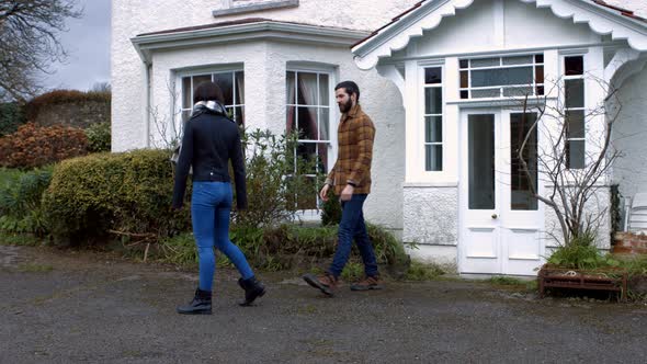 Couple walking on path