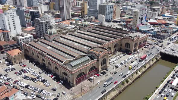 Tourism landmark of downtown Sao Paulo. Municipal Market.