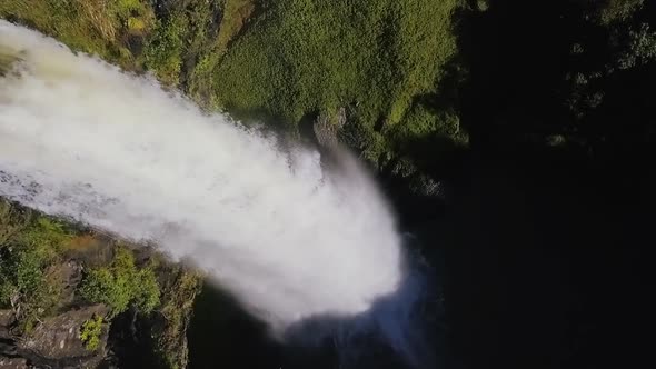 Top-down view of waterfall stream in New Zealand