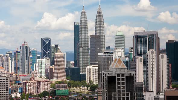 Kuala Lumpur Cityscape Noon Timelapse Skyscrapers Panorama