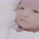 Close up face of Asian new born baby laying on a soft blanket. - VideoHive Item for Sale