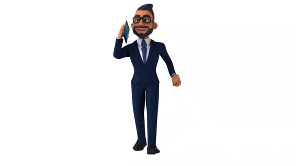 Fun 3D cartoon illustration of an indian businessman with alpha channel included