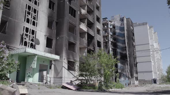 Borodyanka Ukraine  a Destroyed Building During the War Bucha District