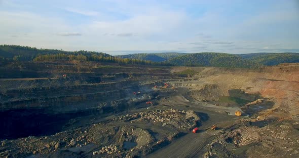 Copter Takes Off Over Coal Quarry