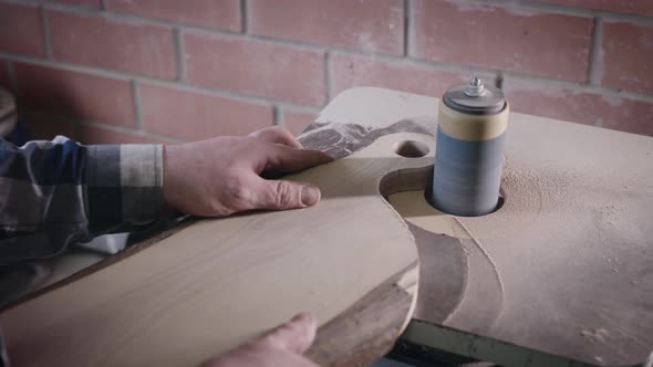 Closeup Hands and Woodwork