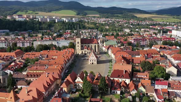 Aerial view of the beautiful city of Bardejov in Slovakia