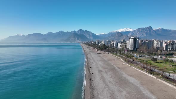 Central Beach Aerial View Turkey Antalya 4 K