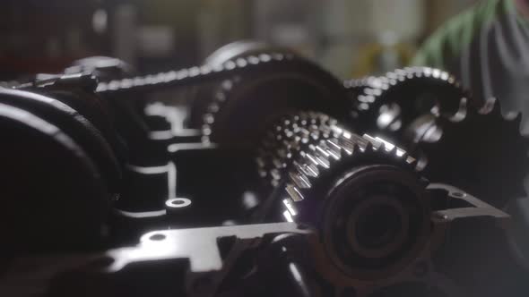 Cogs and Gears Spinning in Open Engine