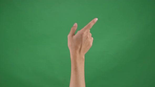 Hand Slide To Right With One Finger On Green Screen Background