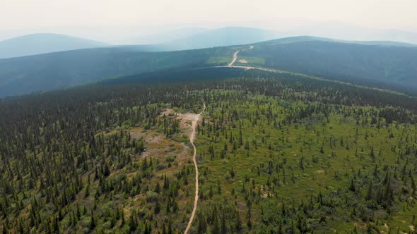 4K Drone Video of Wickersham Dome Hiking Trail in the White Mountains of Alaska on Sunny Summer Day