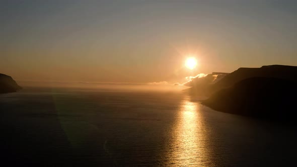 Colorful Horizon At The Waterscape At Westfjords During Golden Sunset In Northwestern Iceland.