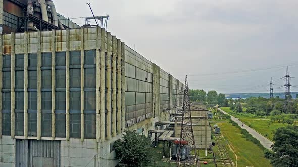 Power Plant Producing Heat. Aerial view of industrial thermal power station plant