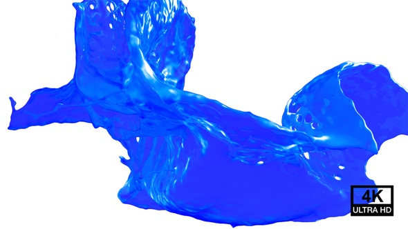 Collision Of Streaming Blue Paint Splash V8