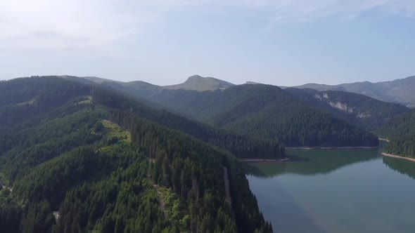 Aerial View Of Bolboci Lake In Romania