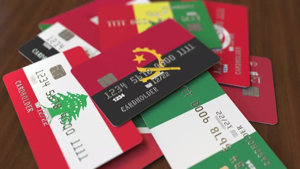 Emphasized Bank Card with Flag of Angola