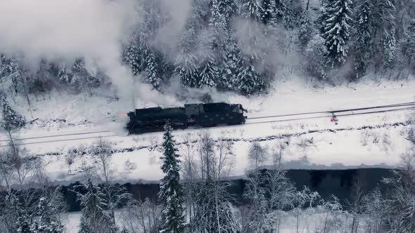 Retro Train Ruskeala Express Approaches the Platform in the Mountain Park of Ruskeala