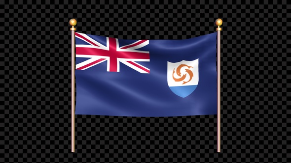 Flag Of Anguilla Waving In Double Pole Looped