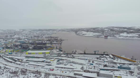 Aerial View of Seaport Murmansk Russia