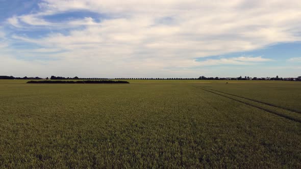 The breadbasket of the world East Germany.Calmer aerial view flight fly backwards drone footageat