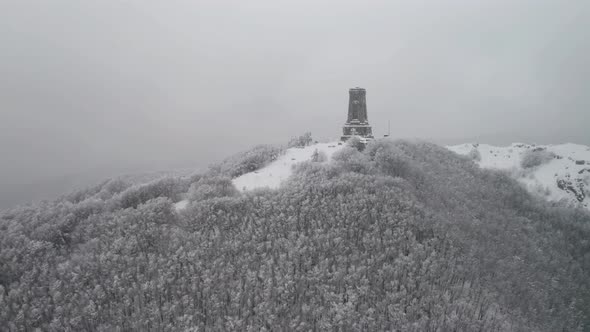 Drone flight around the Liberty Monument in Bulgaria