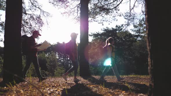 Happy Family are Running on Hike Trip