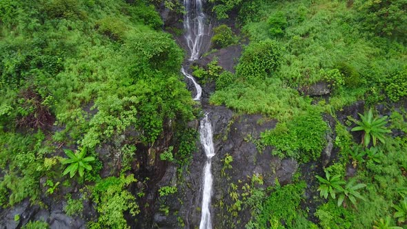 Drone Shot of Beautiful Waterfall on the hill. Pavagadh waterfall also known as kuniya Mahadev water