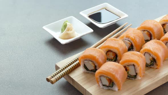 Sushi set on plate Japanese food style