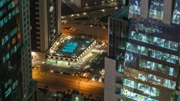 The Skyline of the West Bay Area From Top in Doha Timelapse Qatar