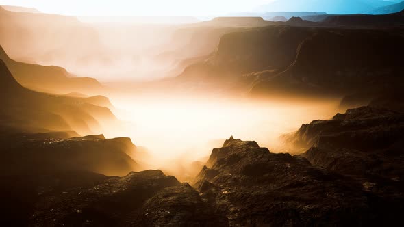Rocky Desert at Dramatic Sunrise
