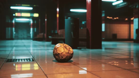 Old Soccer Ball in Empty Subway