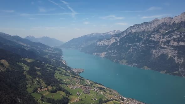 Aerial View of Walensee Lake, Switzerland