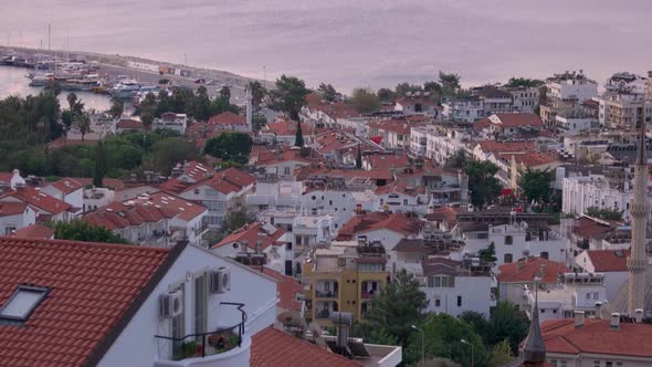 Kas City Landscape in the Background of Sea and Mountains.