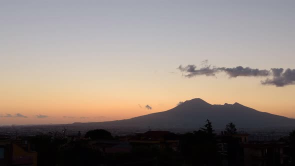 View of Mount Vesuvius at sunset.