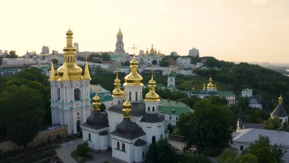 Magical Aerial View of the Kiev Pechersk Lavra Monastery