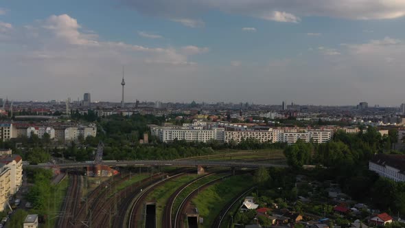 Ascending Footage of Cityscape with Fernsehturm Dominant