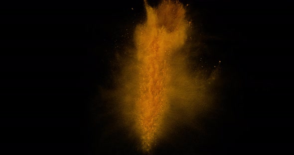 Turmeric, curcuma longa, Powder falling against Black Background, Indian Spice, Slow Motion 4K