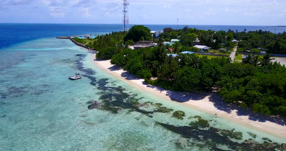 Tropical birds eye abstract shot of a summer white paradise sand beach and blue ocean background in 