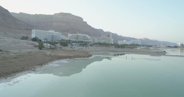 Aerial view of an hotel along the Dead Sea, Israel.