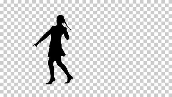 Silhouette Dancing businesswoman, Alpha Channel