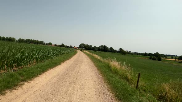 POV Driving on motorcycle on a scenic road in South Limburg, the Netherlands