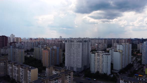 Areal view of High-rise residential block of flats in Kyiv, Ukraine