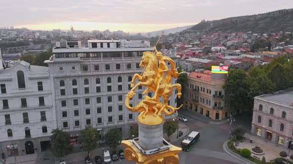 Fly Over Tbilisi City Liberty Square