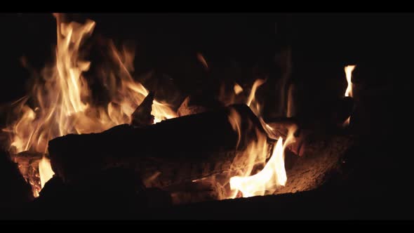Campfire footage of logs burning, Shot on RED
