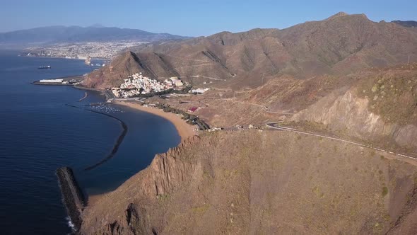 Aerial of Playa De Las Teresitas Beach, Tenerife