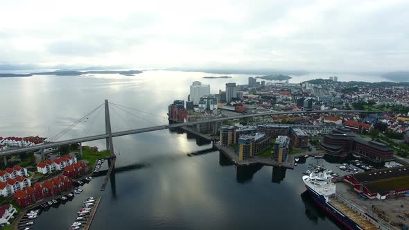 Morning cityscape of Stavanger, top view