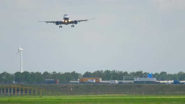 Airplane Approaching Before Landing