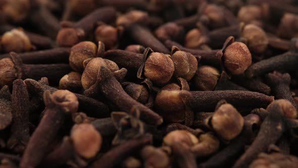 Whole Cloves close up, rotate. Spice cloves. 4K UHD video