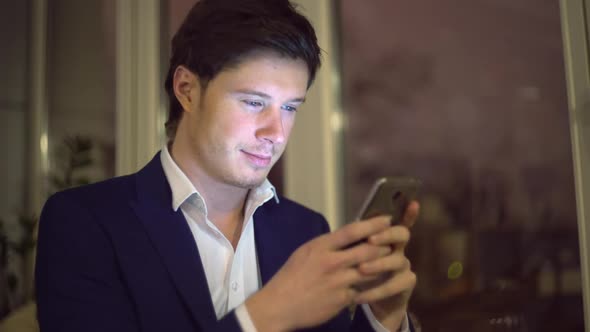 Businessman Chatting Use Application