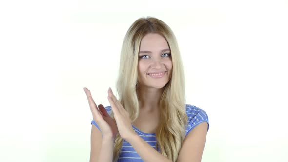 Woman  Clapping , White Background